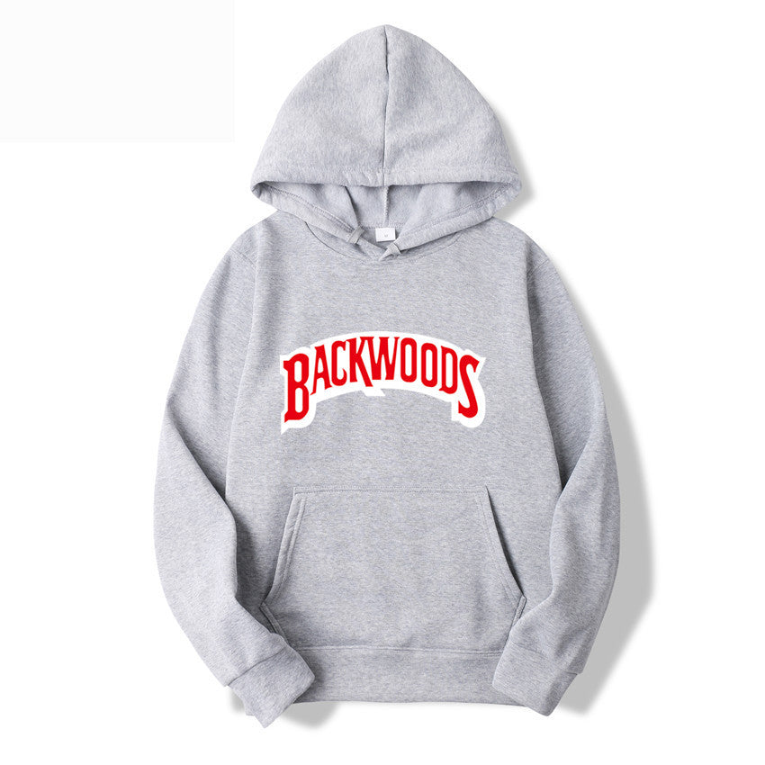 Men's Pullover Hoodie with BACKWOODS Print (Hip-Hop)