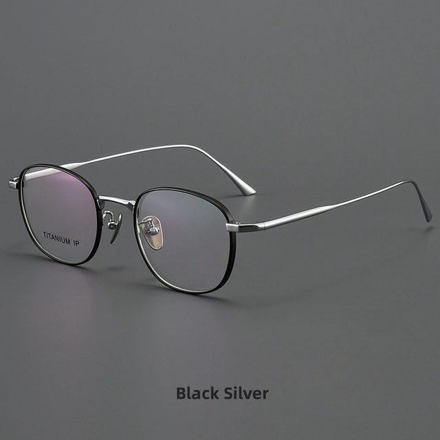 KatKani Retro Round Pure Titanium Mens Glasses Frame