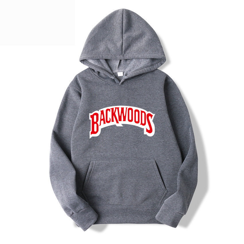 Men's Pullover Hoodie with BACKWOODS Print (Hip-Hop)