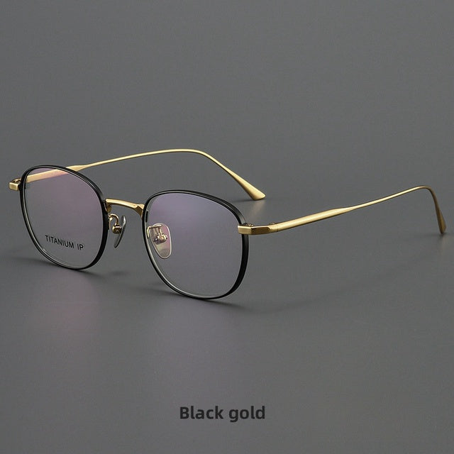 KatKani Retro Round Pure Titanium Mens Glasses Frame
