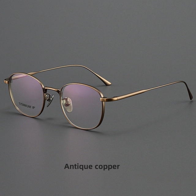 KatKani Retro Round Pure Titanium Mens Glasses Frame