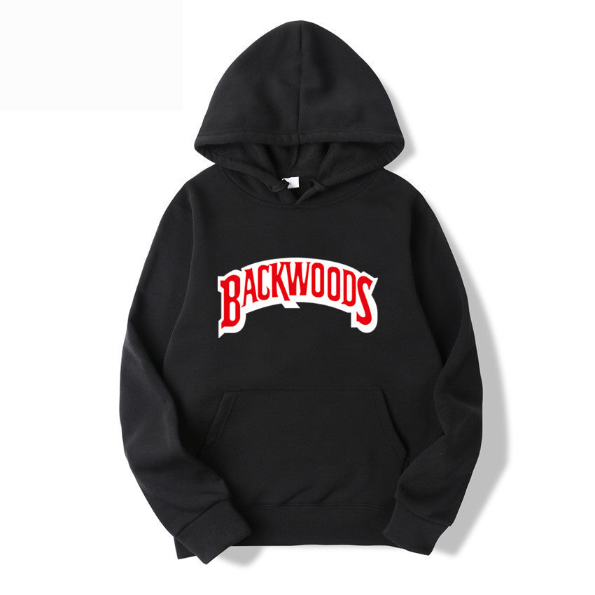 Men's Pullover Hoodie with BACKWOODS Print (Hip-Hop)