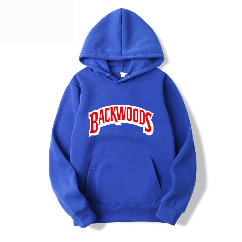 Men's Pullover Hoodie with BACKWOODS Print (Hip-Hop)