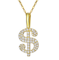 S925 Silver Moissanite Dollar Sign Pendant Necklace