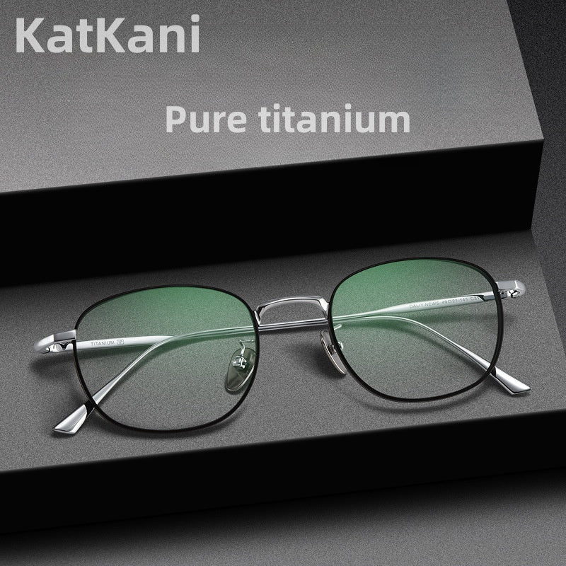KatKani Retro Round Pure Titanium Mens Glasses Frame