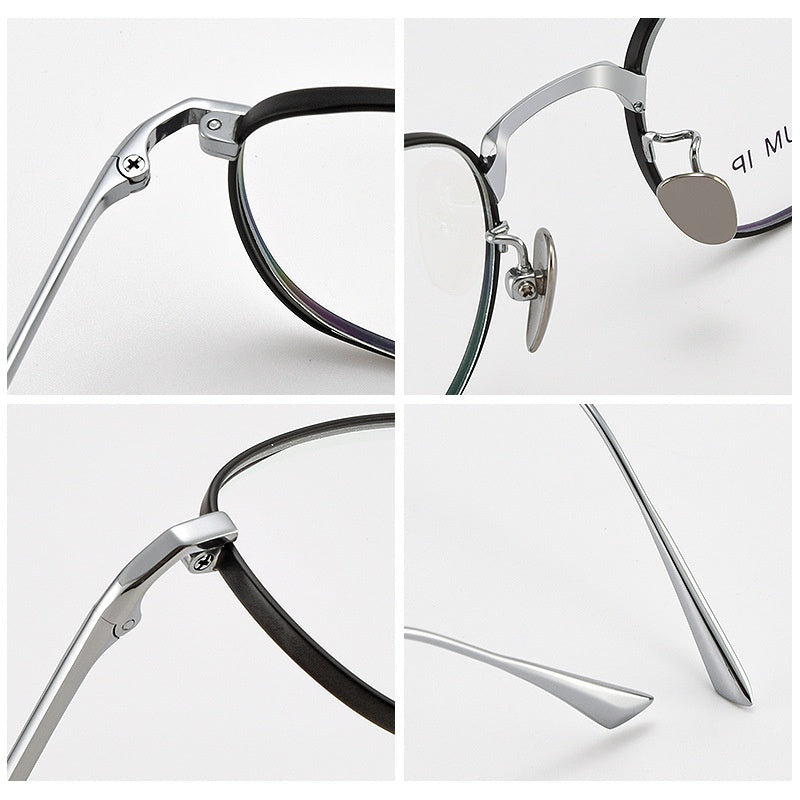 KatKani Retro Round Pure Titanium Mens Glasses Frame
