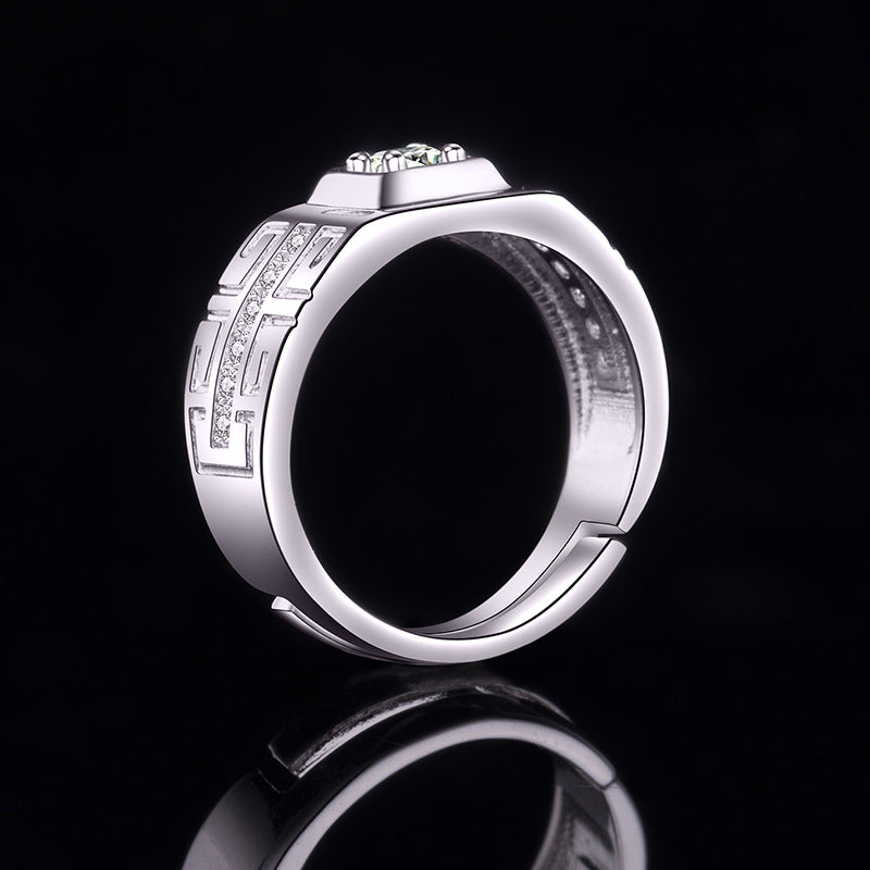 Trendy Adjustable Couples Rings with Moissanite