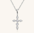 925 Sterling Silver Moissanite Cross Necklace Set