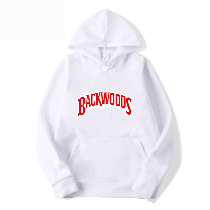 Men's Pullover Hoodie with BACKWOODS Print (Hip-Hop)