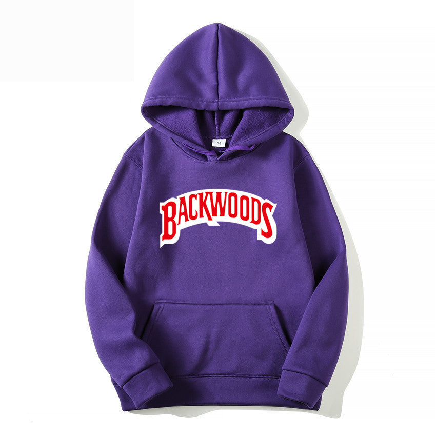 Men's Pullover Hoodie with BACKWOODS Print (Hip-Hop)