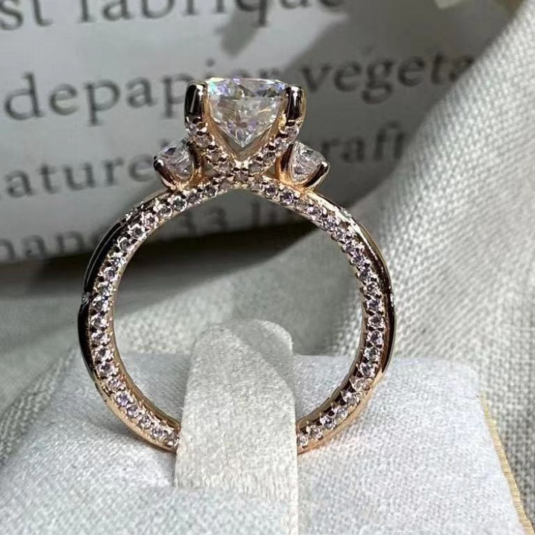 Three-Life Stone Moissanite Ring for Women